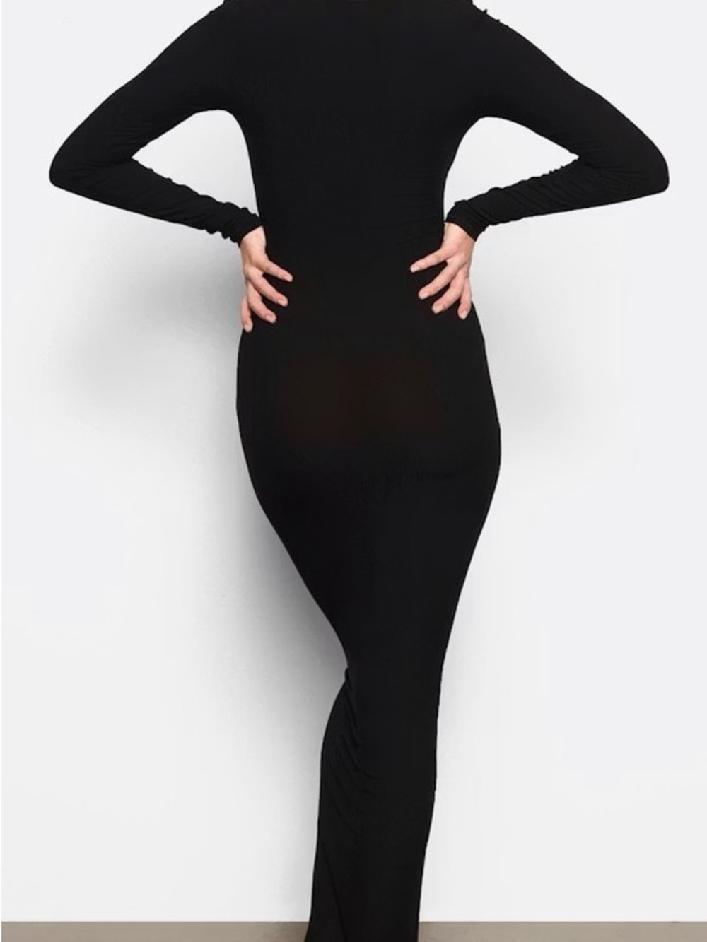 NWT SKIMS Soft Lounge Ribbed Modal Maxi Stretch Dress Onyx Black Sz Large - Picture 2 of 3